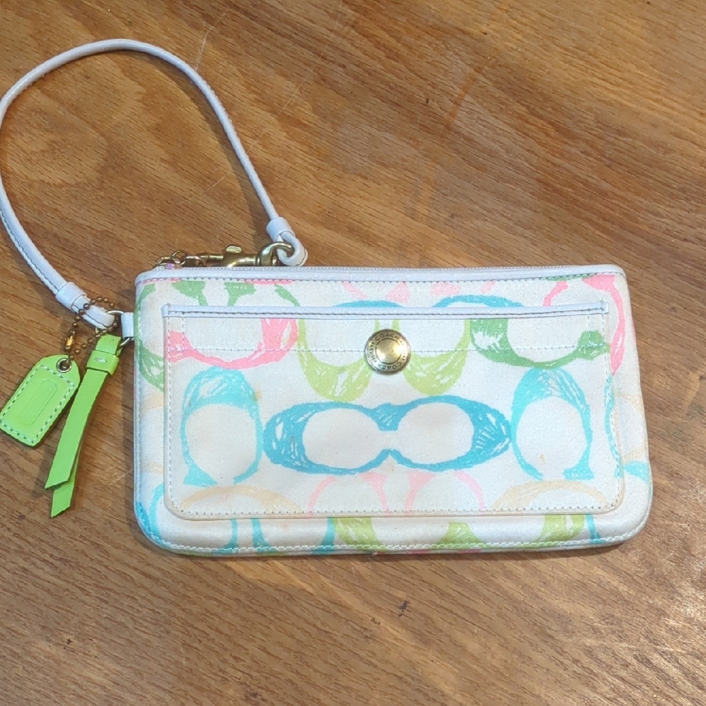 Coach Pastel Wristlet with Gold Button